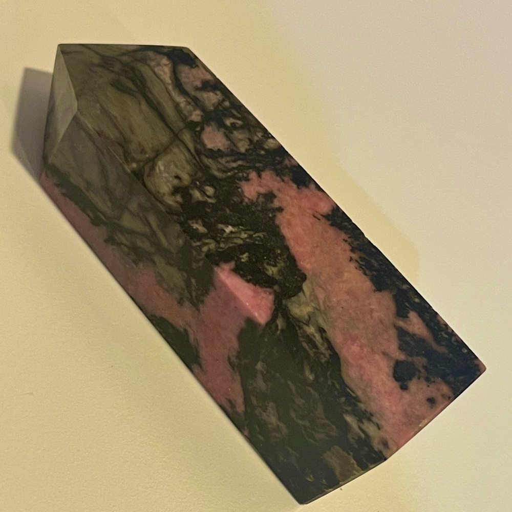 Black Vein Rhodonite Tower w/ Pretty Pink Growth Patterns
